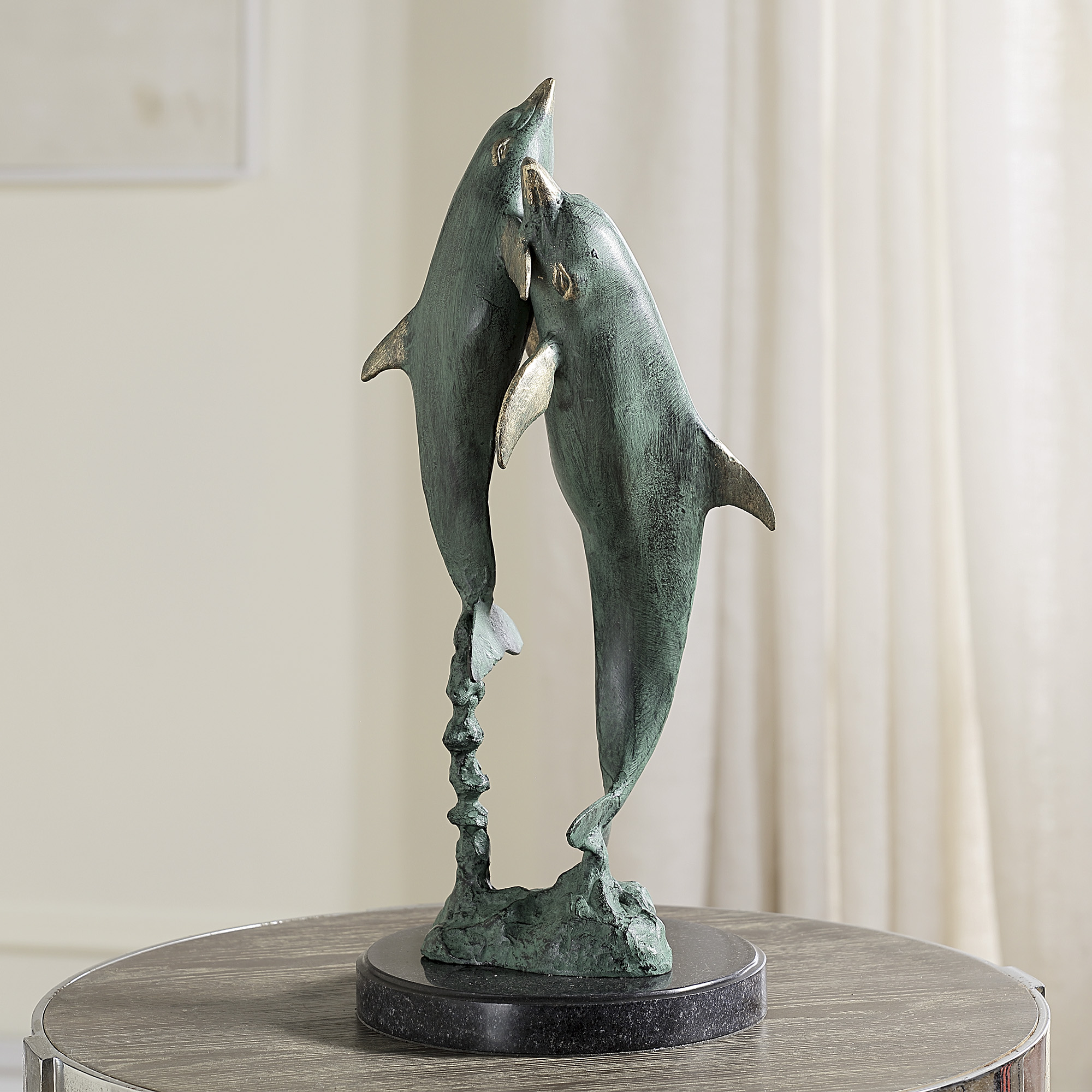 Flirtatious Dolphin Duo Sculpture