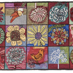 Birds and Blooms Hand Hooked Wool Rug – Vibrant Abstract Birds and Flowers