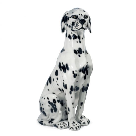 Authentic Italian Ceramic Sitting Dalmatian Dog Sculpture