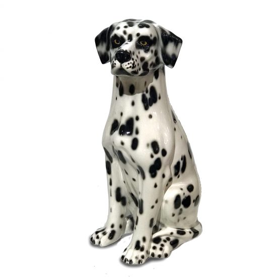 Authentic Italian Ceramic Sitting Dalmatian Dog Sculpture II