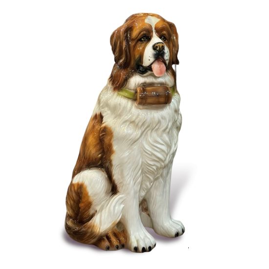 Authentic Italian Ceramic San Bernard Dog Sculpture II