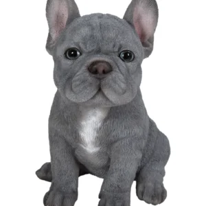 Blue French Bulldog Puppy Sitting Statue Figurine