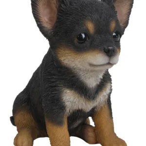 Black & Brown Chihuahua Puppy Statue Figurine