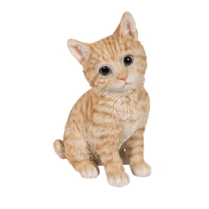 Head-Tilting Orange Tabby Kitten Sitting Statue Figurine
