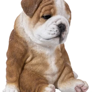 Sitting Sleepy Bulldog Puppy Statue Figurine