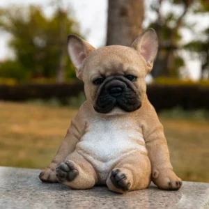 Sleepy French Bulldog Puppy Statue Sitting Figurine