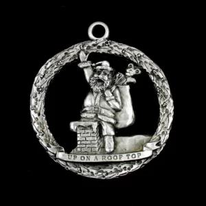 Santa Clause Pewter Christmas Ornament by Andy Schumann