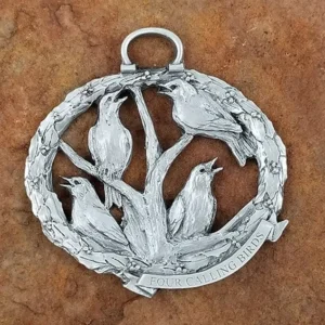 Four Calling Birds Pewter Christmas Ornament by Andy Schumann