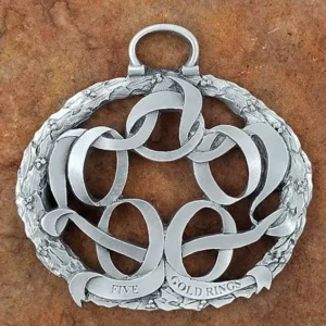 Five Gold Rings Pewter Christmas Ornament by Andy Schumann