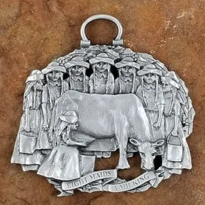 Eight Maids A Milking Pewter Christmas Ornament by Andy Schumann