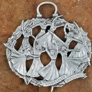 Nine Ladies Dancing Pewter Christmas Ornament by Andy Schumann