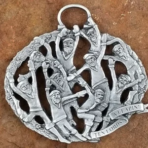 Ten Lords A Leaping Pewter Christmas Ornament by Andy Schumann