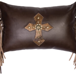 Mesa Espresso Leather Cross Pillow 12x18