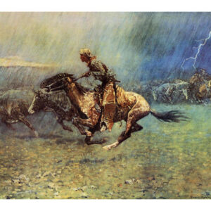 The Stampede by Frederic Remington – 24 x 16 in. Premium Paper Print