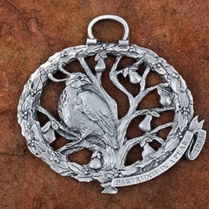 Partridge in a Pear Tree Pewter Christmas Ornament by Andy Schumann
