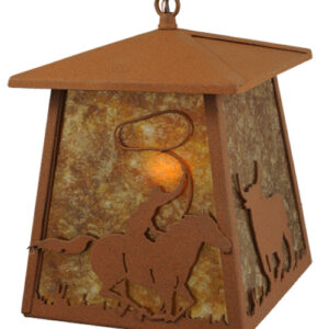 7" Square Cowboy & Steer Pendant