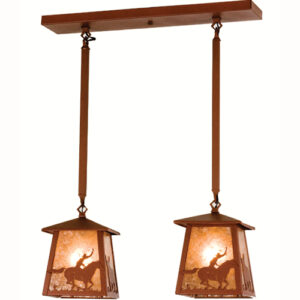 24"L Cowboy & Steer 2 LT Island Pendant