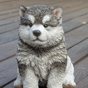 Malamute Puppy Sitting Statue Figurine