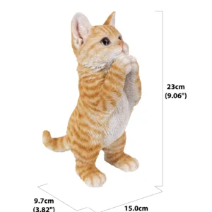Playing Orange Tabby Kitten Statue Figurine