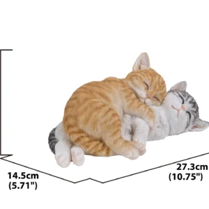 Orange & Grey Tabby Cats Sleeping Statue Figurine