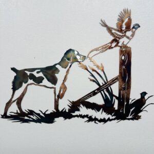 Brittany Spaniel and Pheasant Metal Wall Decor