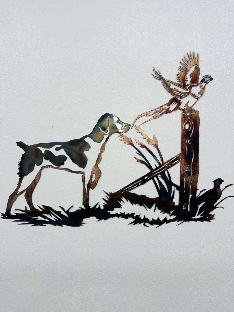 Brittany_Spaniel_Pheasant Brittany Spaniel and Pheasant Metal Wall Decor