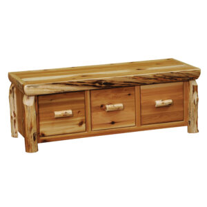 Cedar Log Enclosed Coffee Table - Three Drawer