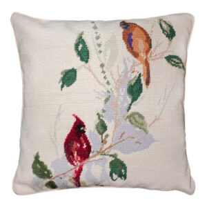 Double Cardinals 18"x18" Needlepoint Pillow