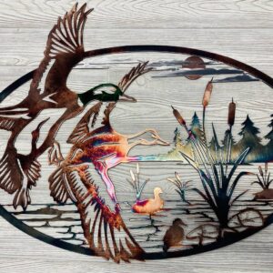 Duck Metal Wall Art Flying Pair Scene
