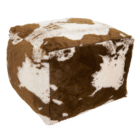 Faux Fur Cow Hide Pouf - Brown