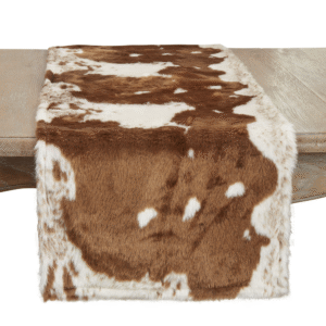 Faux Fur Cow Hide Table Runner - Brown