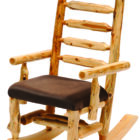 Cedar Log Rocking Chair with Real Leather Cushion