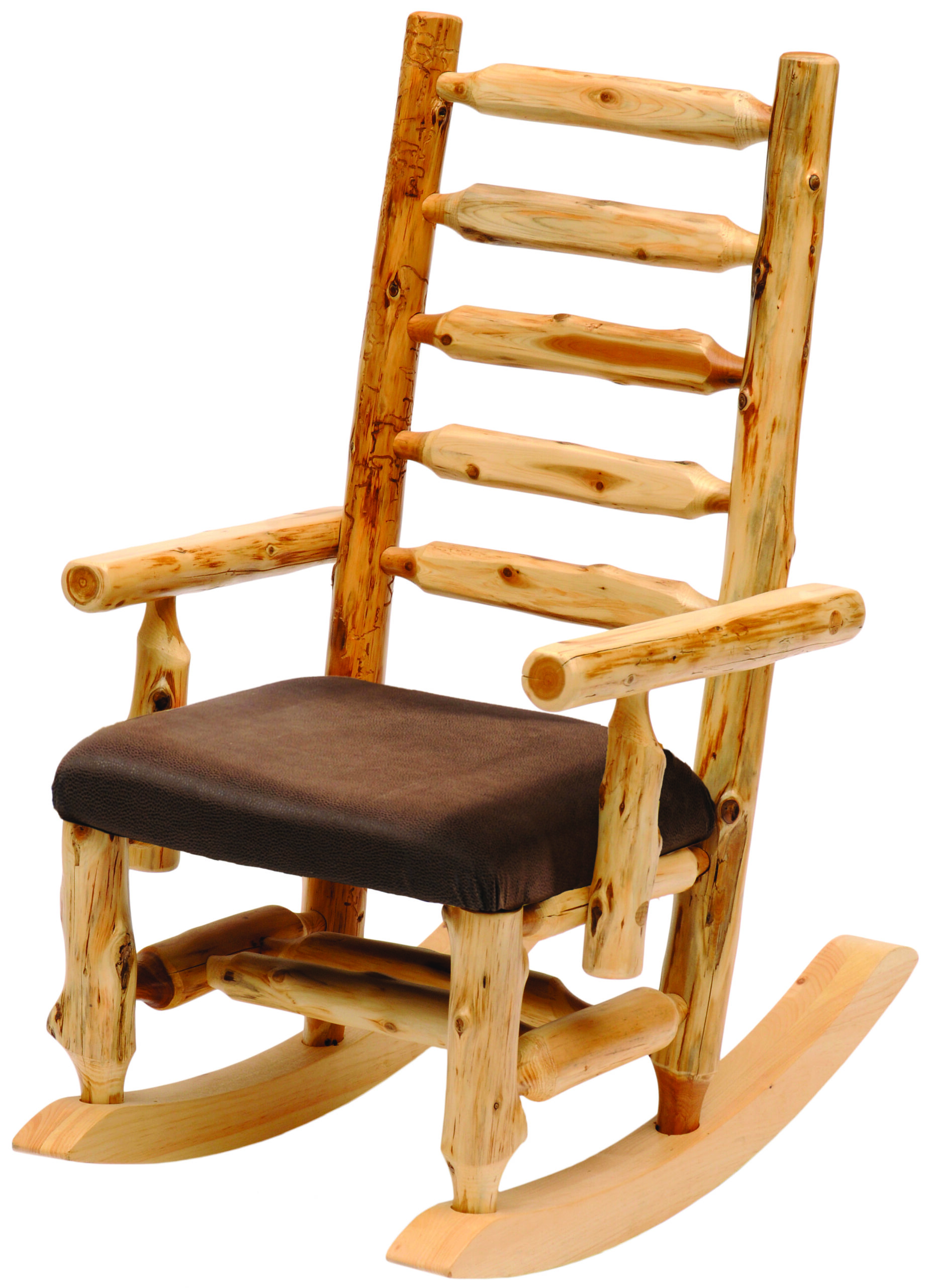 Leather_Cushion_Rocking_Chair Cedar Log Rocking Chair with Real Leather Cushion