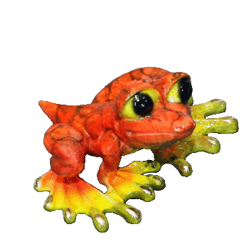 Orange_Dezarae Dezerae Small Bronze Frog Sculpture by Barry Stein Sculptures