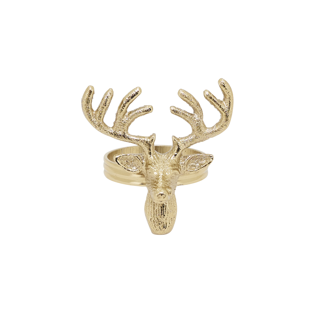 Reindeer Design Napkin Rings in Gold