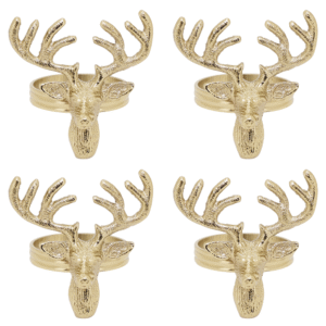 Reindeer Design Napkin Rings in Gold