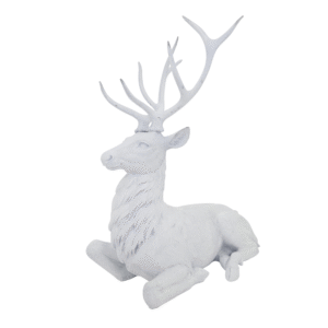Serene Snowy Deer Sculpture