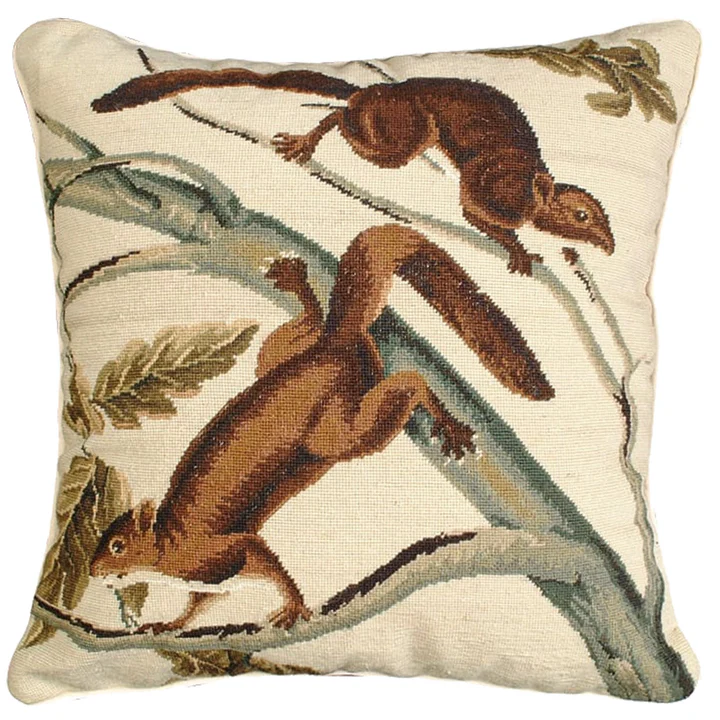 Soft-Haired Squirrel Needlepoint Pillow Soft-Haired Squirrel 18"x18" Needlepoint Pillow