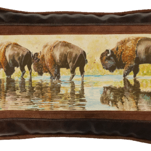 Crossing Over Leather Frame Pillow by Sweetwater Pillows – Bison