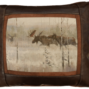 Moose Challenge Leather Frame Pillow by Sweetwater Pillows