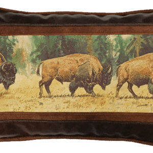 Roaming Bison Leather Frame Pillow by Sweetwater Pillows