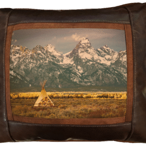 Teton Spirit Leather Frame Pillow by Sweetwater Pillows