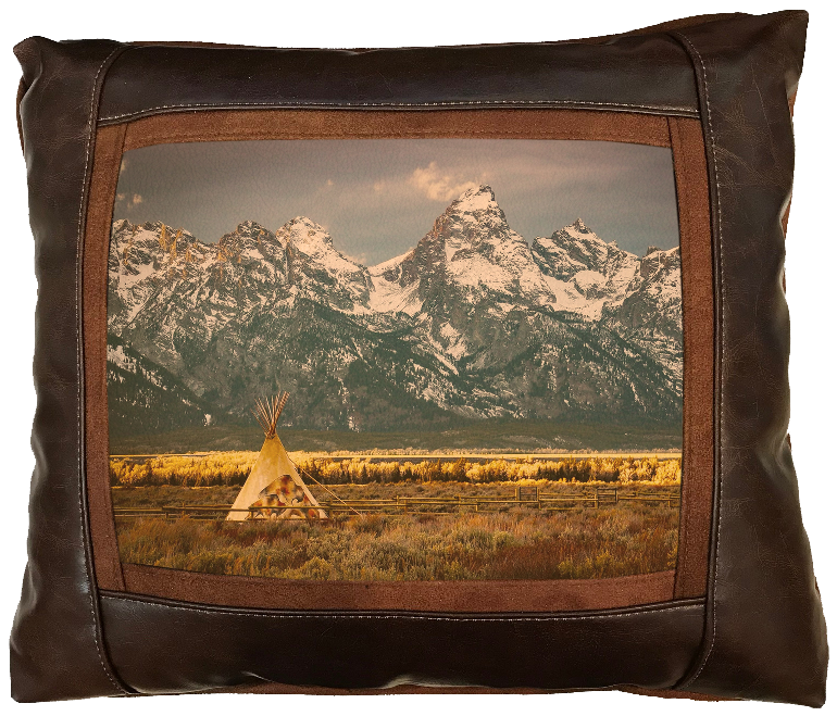 Sweetwater Teton Spirit Teton Spirit Leather Frame Pillow by Sweetwater Pillows