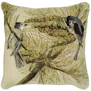 Tufted Titmouse 18"x18" Mixed Stitch Pillow