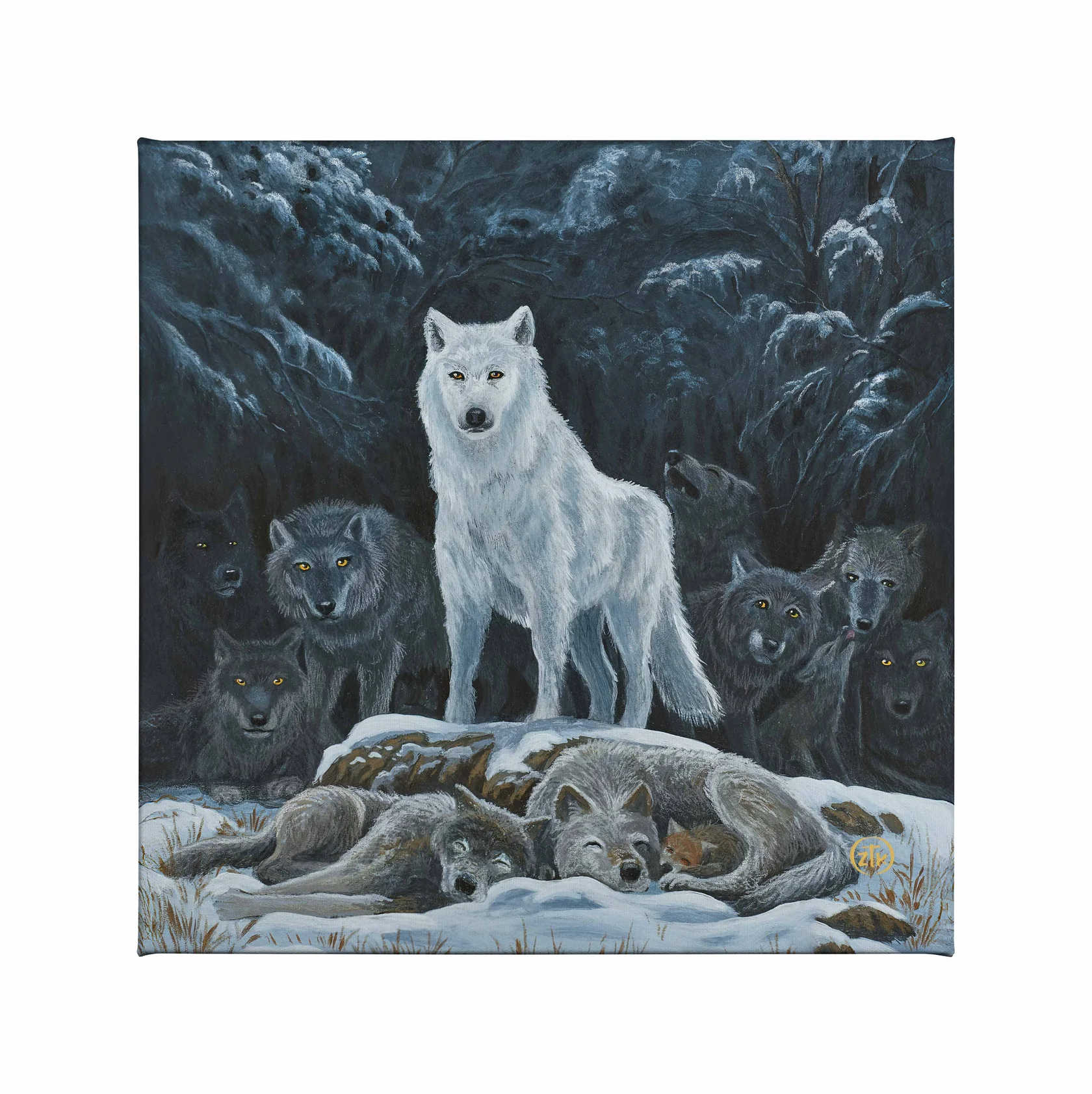Winter Guard Gallery Wrapped Canvas Winter Guard - Wolves - 14" x 14" Gallery Wrapped Canvas