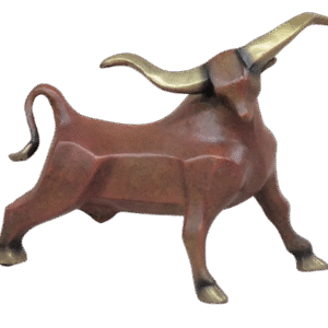 Abstract Bronze Metal Longhorn Cattle Bull Sculpture Statue Figurine Signed & Numbered Art