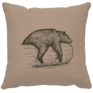 Bear on a Log Image Pillow 16×16