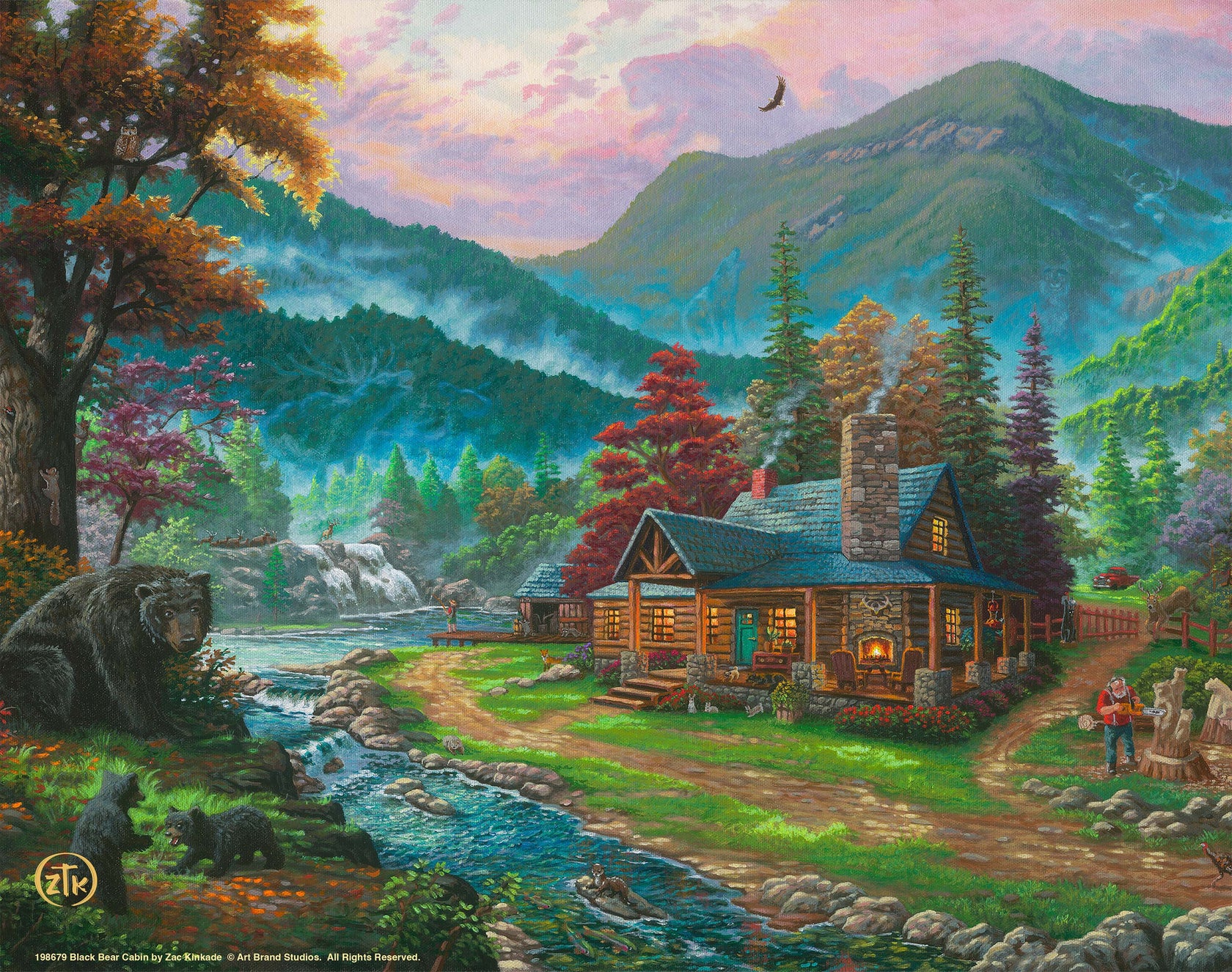 Black Bear Cabin Art Print