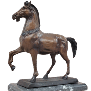 Bronze Horse Sculpture – Elegant Stallion Statue on Marble Base