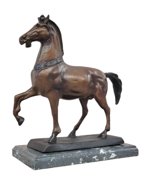 Bronze Horse Sculpture – Elegant Stallion Statue on Marble Base